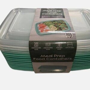 Madison York 20-Piece Meal Prep Plastic Food Containers with Lids 34 ounces Aqua